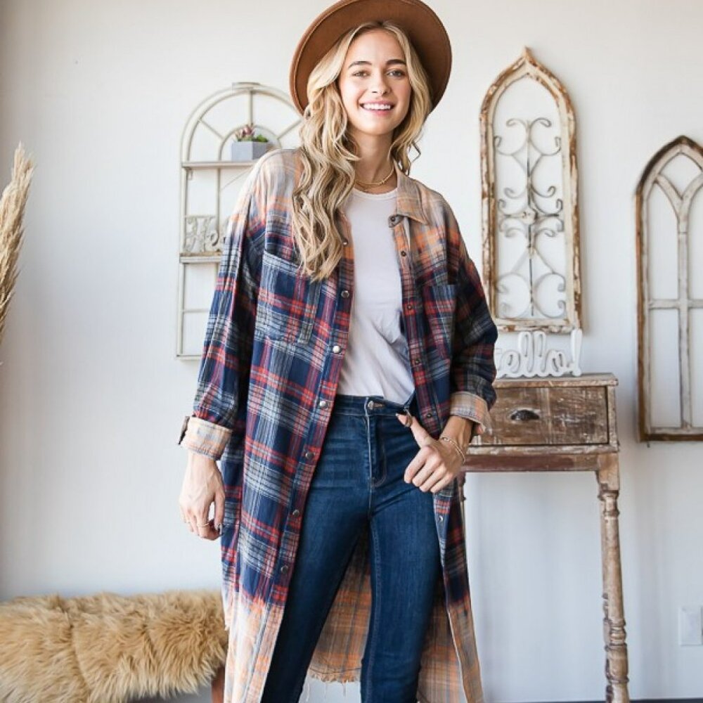 Mineral Washed Bleach Plaid Button Down